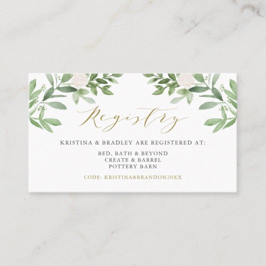 Placement Carte de registre Mariage pour les fleurs vertes e (Devant)