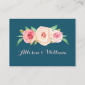 Placement Carte de réglage de l'emplacement Floral bleu rose (Dos)