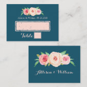 Placement Carte de réglage de l'emplacement Floral bleu rose (Devant / Derrière)