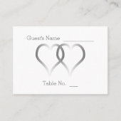 Placement Carte de réglage mariage Place Coeurs d'argent (Devant)