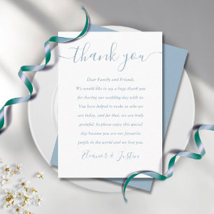 Placement Carte de remerciement de mariage en écriture Dusty