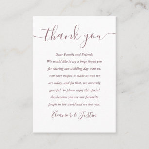 Placement Carte de remerciement de mariage Mauve Script