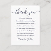 Placement Carte de remerciement de mariage Navy Blue Script (Devant)