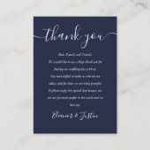 Placement Carte de remerciement de mariage Navy Blue Script (Devant)