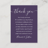 Placement Carte de remerciement de mariage Purple Script (Devant)