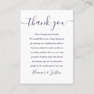 Placement Carte de remerciement de mariage Purple Script