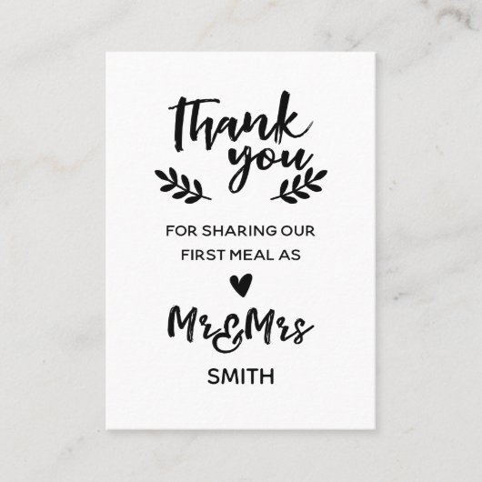 Placement Carte de remerciements de repas mariage (Devant)
