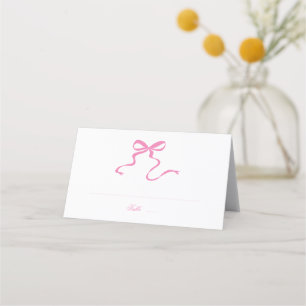Placement Carte de Repas Pliée avec un Ruban Rose Fantaisist