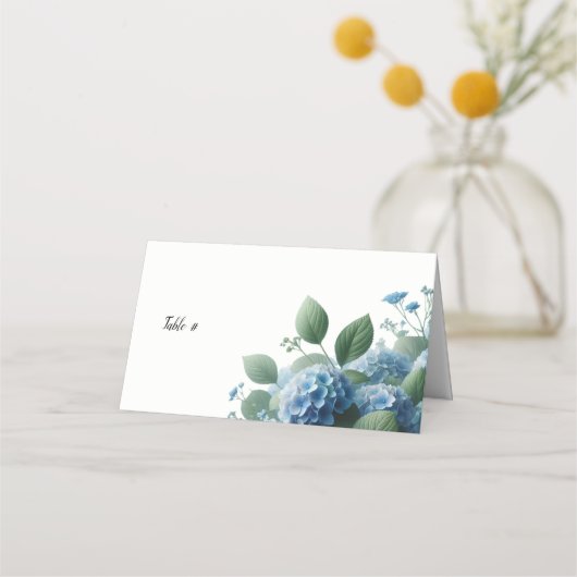 Placement Carte de Repérage de Table Hortensia Bleu (Devant)
