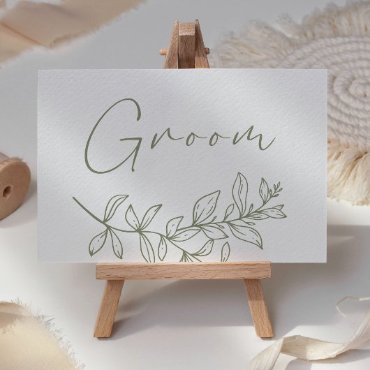 Placement Carte de réservation de mariage fleur boho sauge