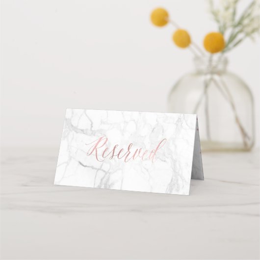 Placement Carte de réservation en marbre et rose gold faux d (Devant)