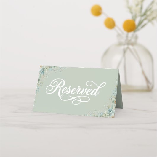 Placement Carte de réservation Vert Sauge Eucalyptus (Dos)