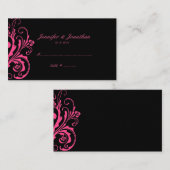 Placement Carte de siège à chic rose et noir chaud (Devant / Derrière)