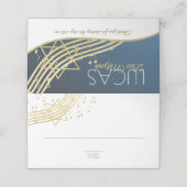 Placement Carte de siège Bat mitzvah de musique bleu et or (Extérieur déplié)