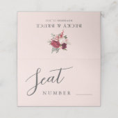 Placement Carte de siège de mariage rose romantique (Extérieur déplié)