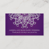Placement Carte de siège de style indien violet et argenté (Dos)