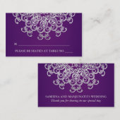 Placement Carte de siège de style indien violet et argenté (Devant / Derrière)