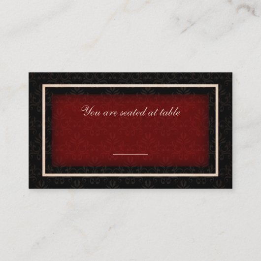 Placement Carte de siège de table de mariage rouge et noire (Devant)