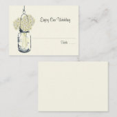 Placement Carte de siège d'escorte Hydrangea & Mason Jar (Devant / Derrière)