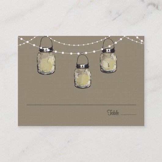 Placement Carte de siège d'escorte Mason Jar String de lumiè (Devant)