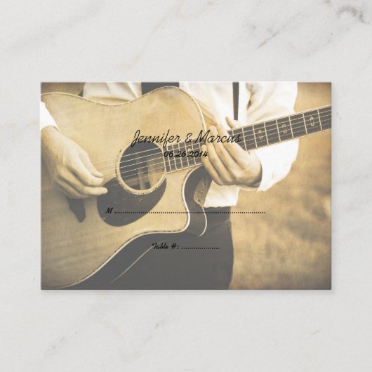 Placement Carte de siège Mariage du lecteur de guitare (Devant)
