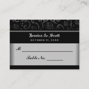 Placement Carte de siège Mariage gothique en noir blanc Hall