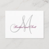 Placement Carte de siège Mariage Monogramme blanc Vin simple (Dos)