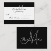 Placement Carte de siège simple Mariage Monogramme noir (Devant / Derrière)