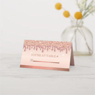 Placement Carte de table à paillettes Rose Gold Drip