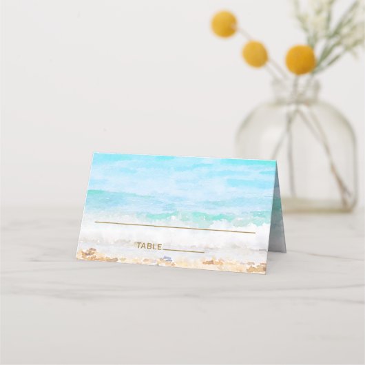 Placement Carte de table aquarelle de plage (Devant)