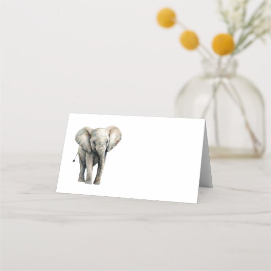 Placement Carte de table aquarelle éléphant mignon (Devant)
