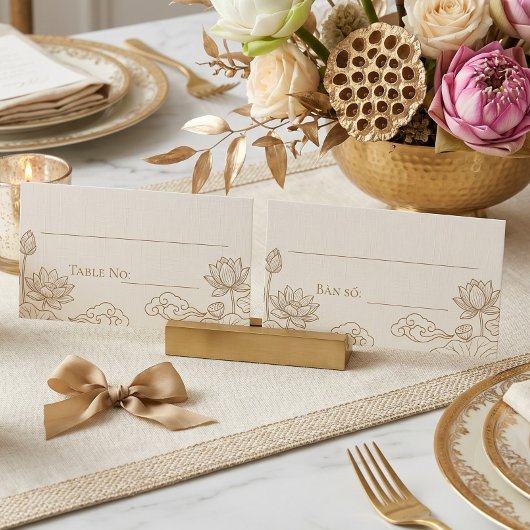 Placement Carte de table bilingue vietnamien-anglais double