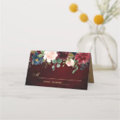 Placement Carte de table Bohème Rustique Fleurs Rouge Bourgo (Dos)