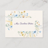 Placement Carte de table botanique bleue et jaune pour maria (Dos)