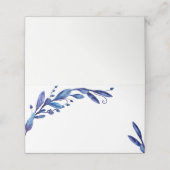 Placement Carte de table botanique bleue. Place assise de ma (Extérieur déplié)