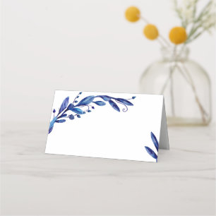 Placement Carte de table botanique bleue. Place assise de ma