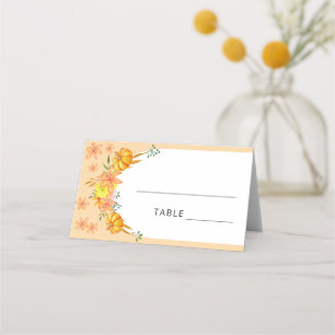 Placement Carte de table d'arche de citrouille orange aquare