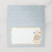 Placement Carte de table de fête d'anniversaire Bleu Cue le (Extérieur déplié)