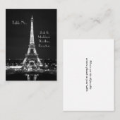 Placement Carte de table de la réception Tour Eiffel (Devant / Derrière)