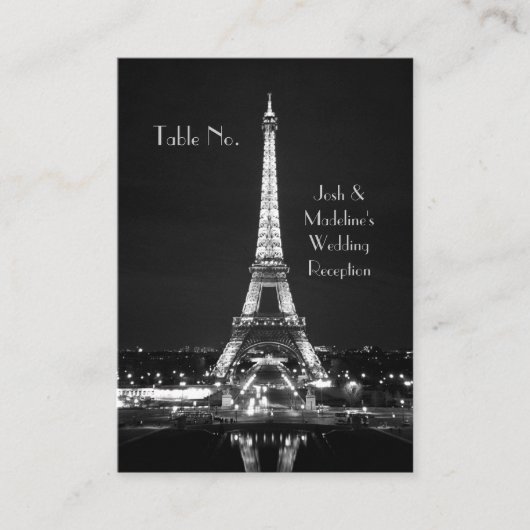Placement Carte de table de la réception Tour Eiffel (Devant)