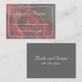 Placement Carte de table de mariage à la rose rouge élégante (Devant / Derrière)