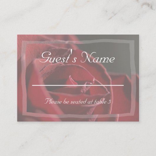 Placement Carte de table de mariage à la rose rouge élégante (Devant)