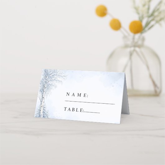 Placement Carte de Table de Mariage Arbre de bouleau gelé (Devant)