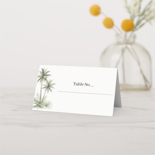 Placement Carte de table de mariage au palmier à l'aquarelle (Devant)