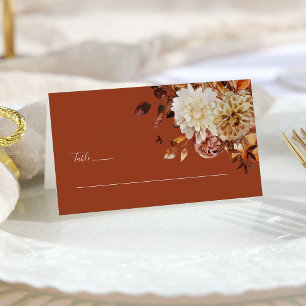 Placement Carte de table de mariage automnal en terre cuite
