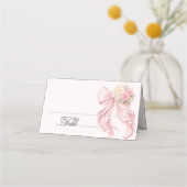 Placement Carte de table de mariage avec ruban rose (Devant)