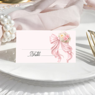 Placement Carte de table de mariage avec ruban rose