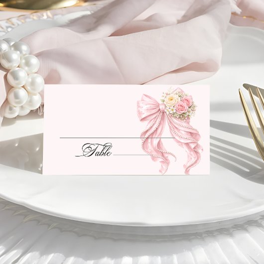 Placement Carte de table de mariage avec ruban rose