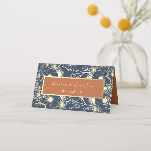 Placement Carte de table de mariage bleu marine (Dos)