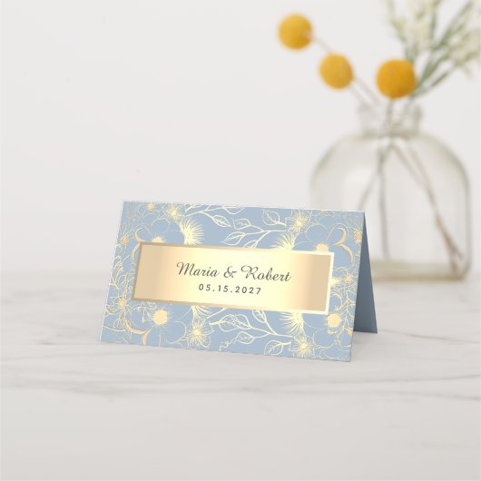 Placement Carte de table de mariage bleu poussiéreux (Dos)